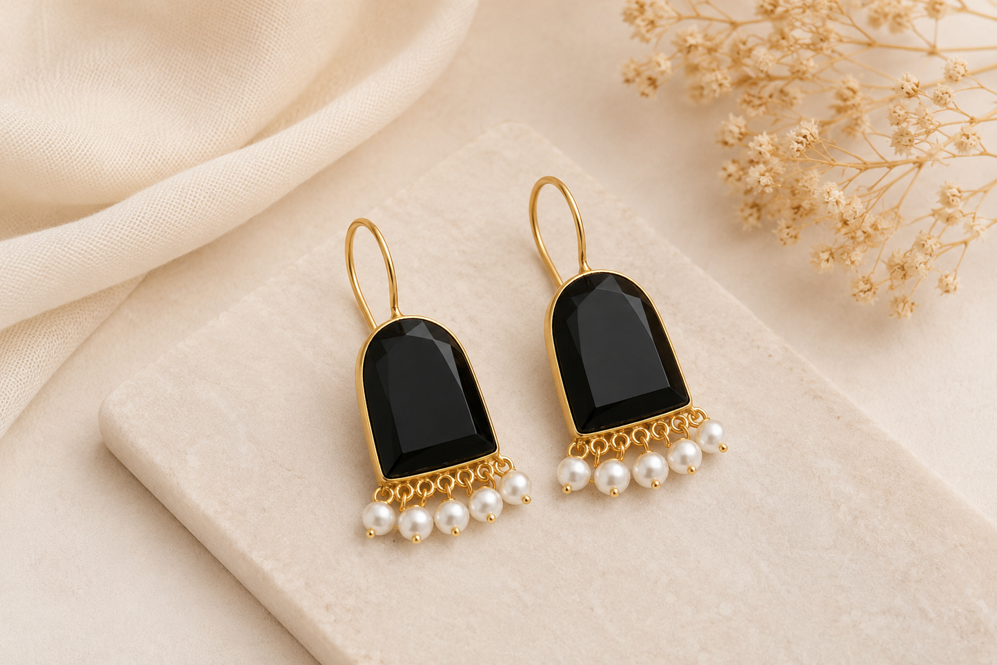 Midnight Pearl Drop Earrings