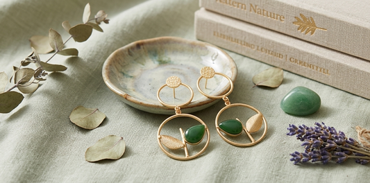 Verdant Leaf Brass Statement Earrings
