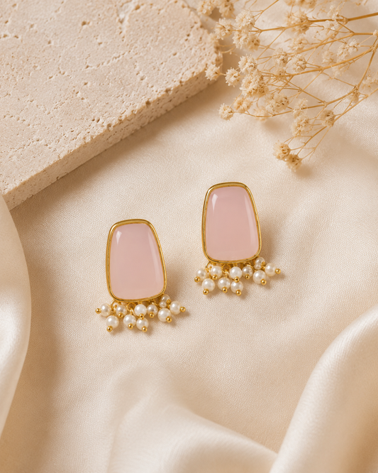 Vedaaa Blush Pink Pearl Stud Earrings