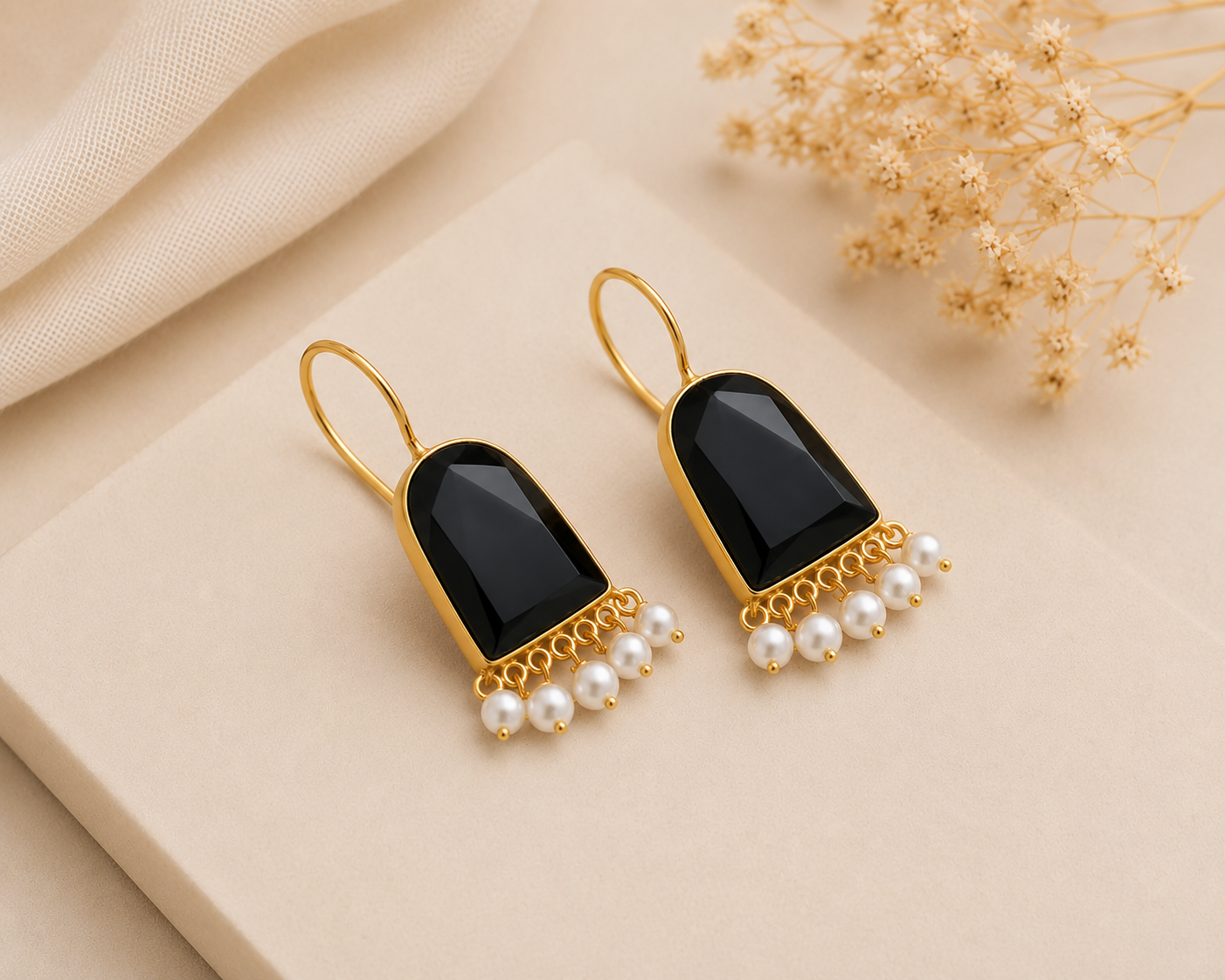 Midnight Pearl Drop Earrings