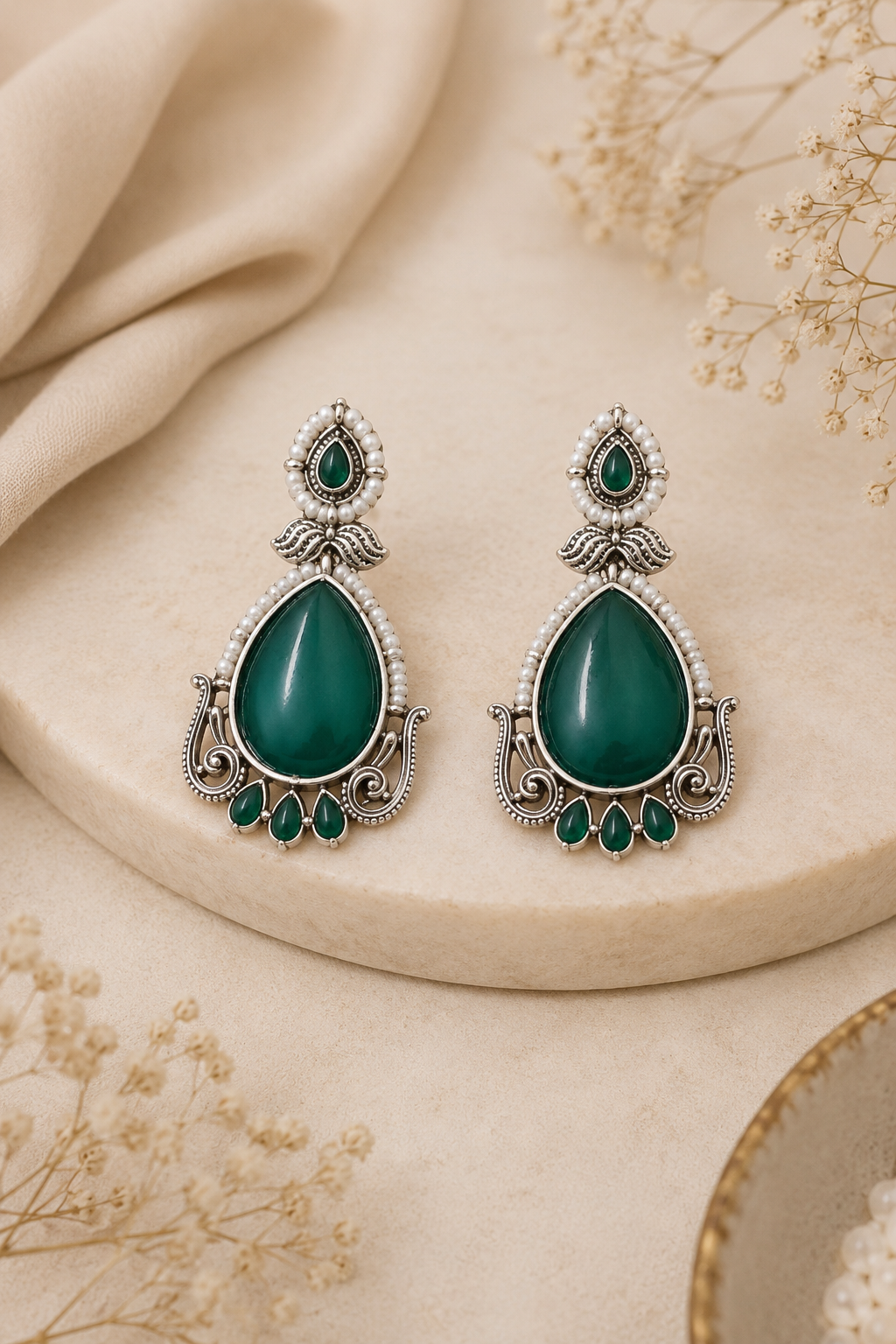 Royal Green Teardrop Earrings