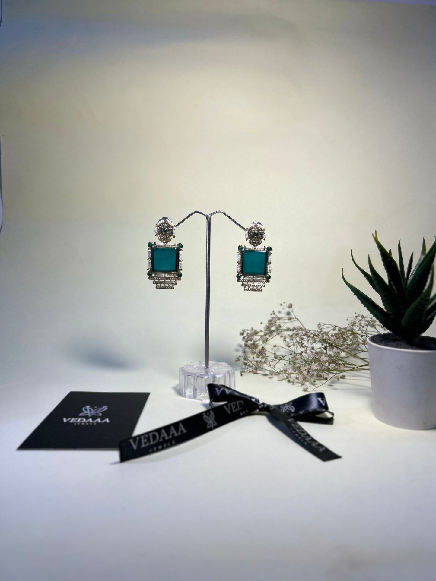 Emerald Glow Statement Earrings