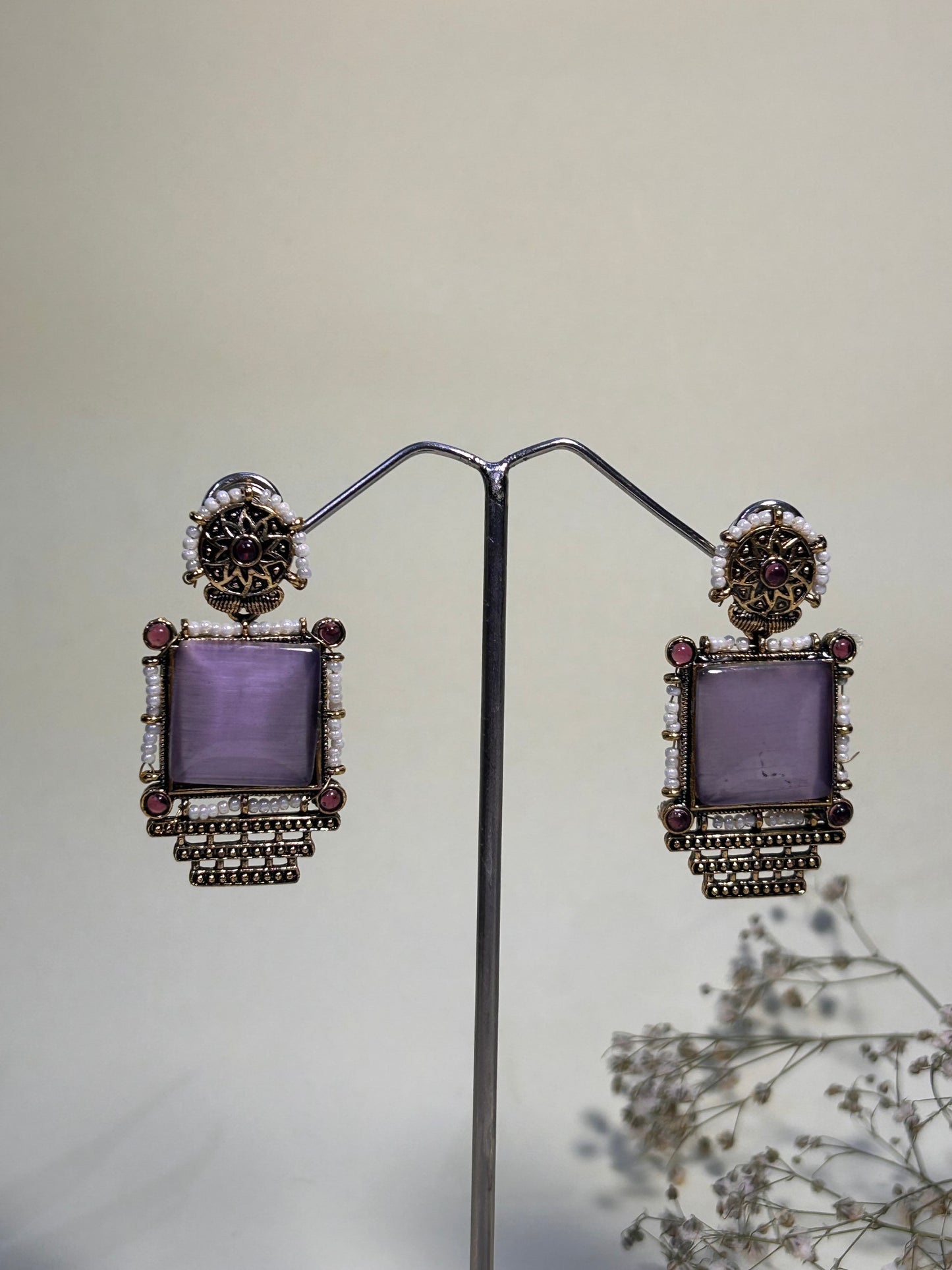 Vedaaa's Royal Purple Antique Statement Earrings