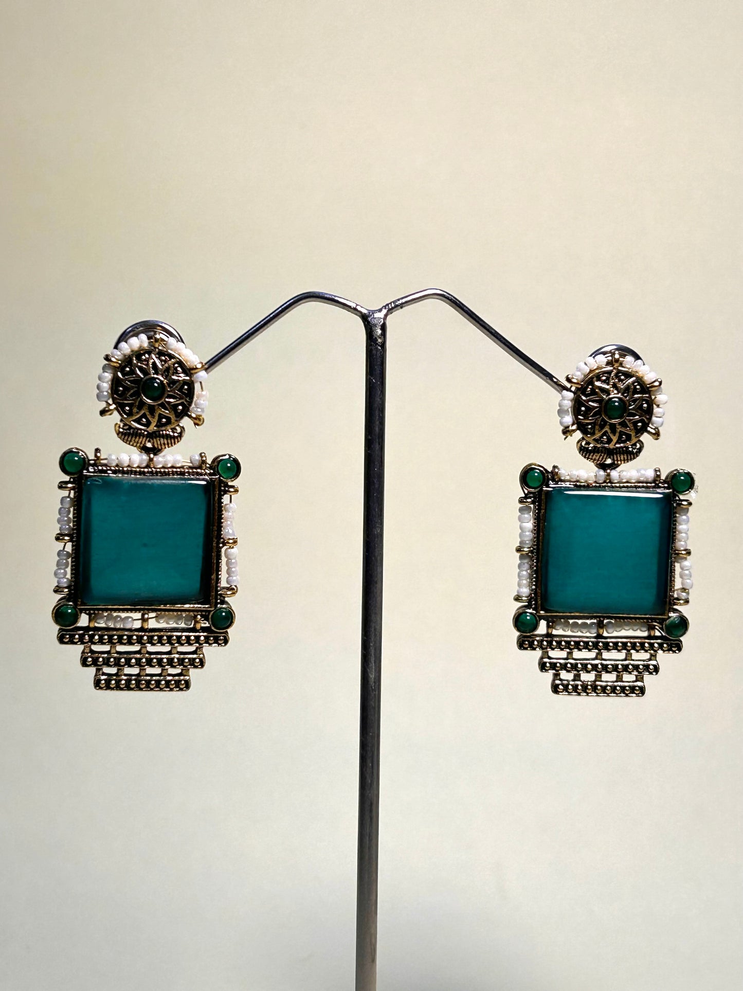 Emerald Glow Statement Earrings
