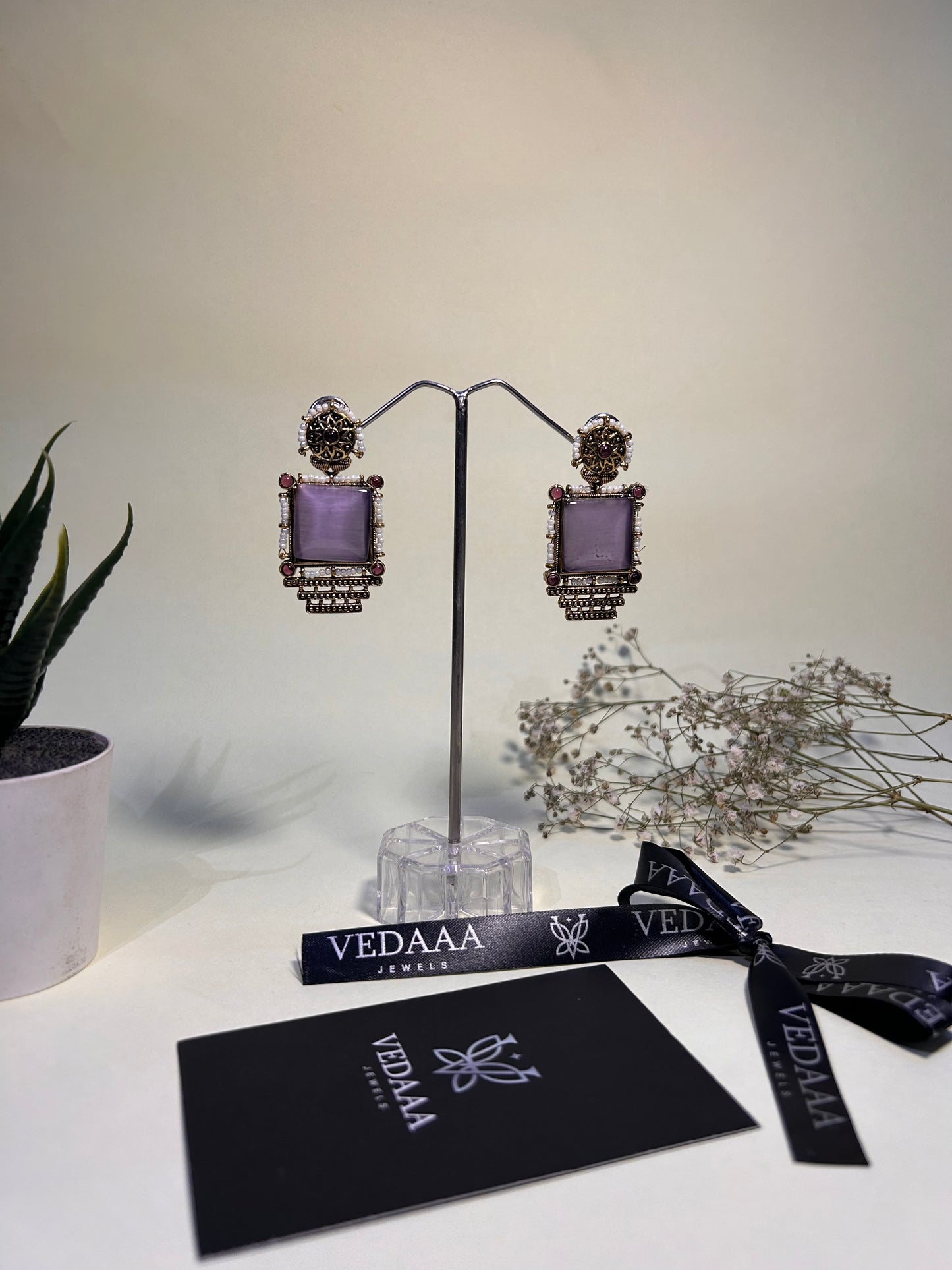 Vedaaa's Royal Purple Antique Statement Earrings