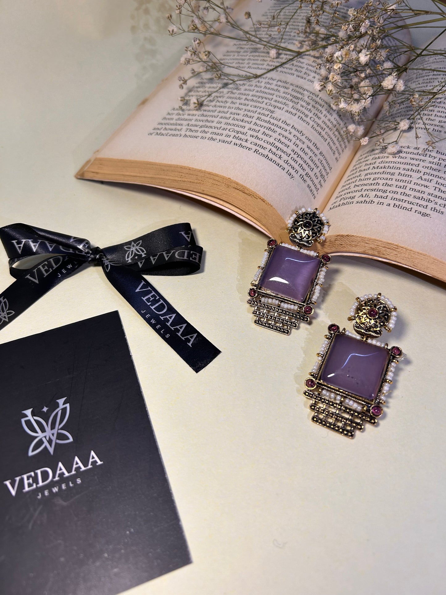 Vedaaa's Royal Purple Antique Statement Earrings
